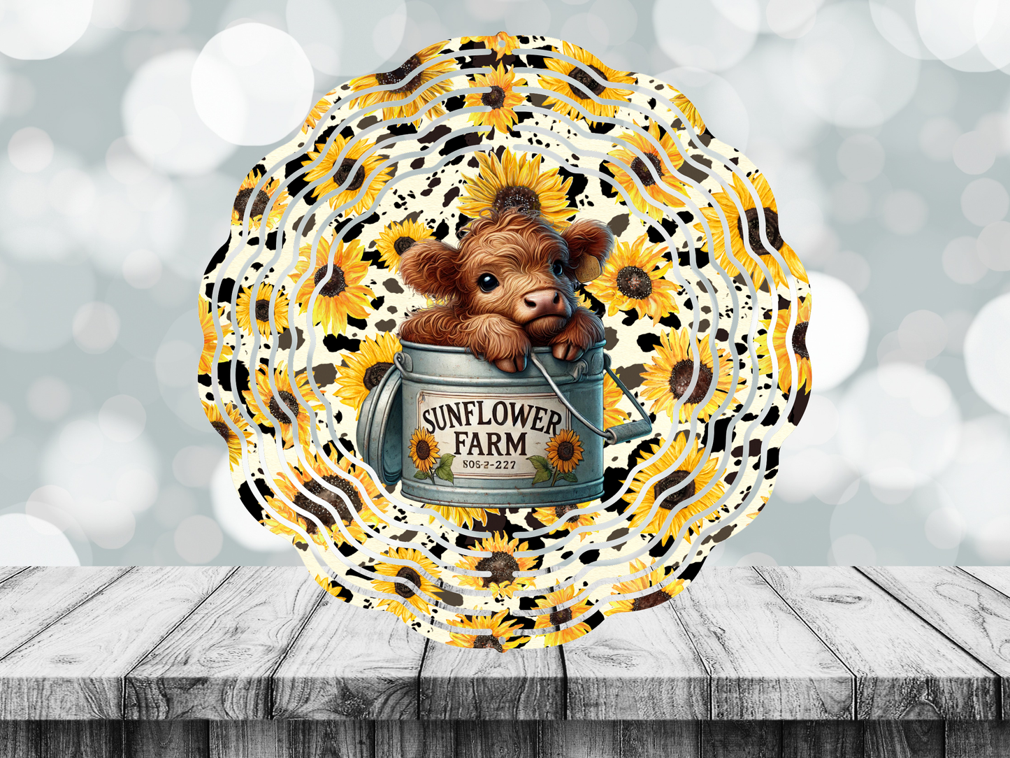 Sunflower Cow 10 Wind Spinner 8inch/10inch