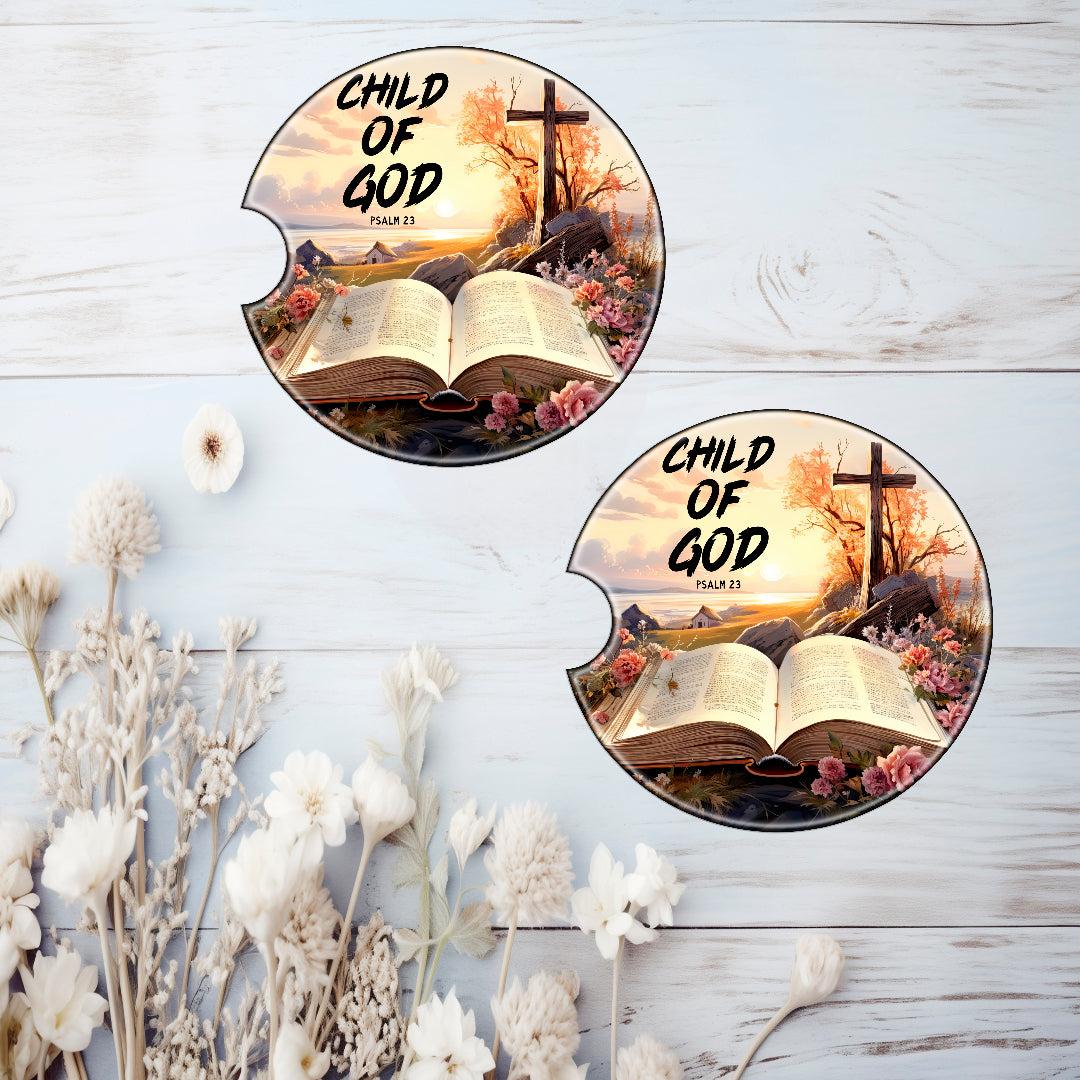 Child of God Ceramic Car Coasters – Absorbent Cup Holder Coasters (Set of 2)