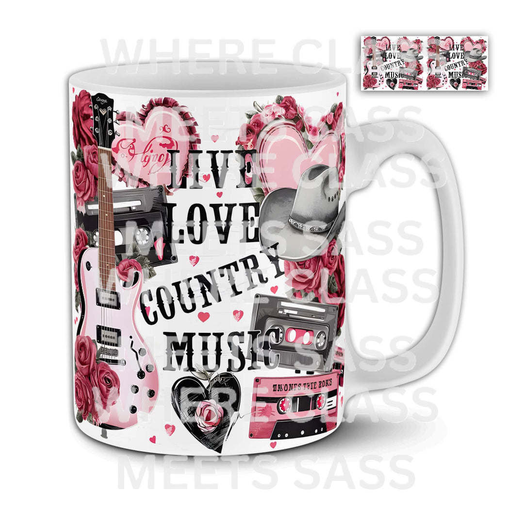 Love Country Music 14wm Coffee Mug 11oz/15oz