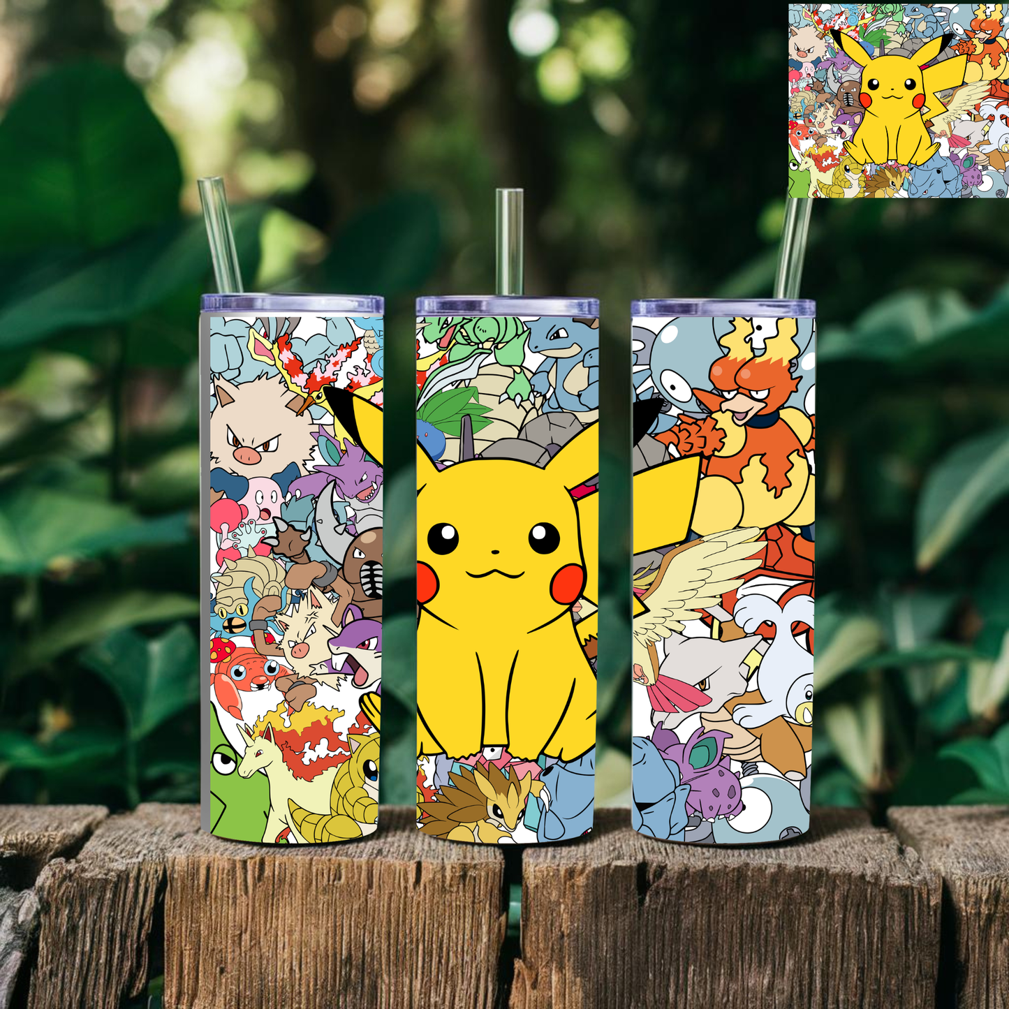 Pokémon Character Tumbler Design 1 – 20 oz Stainless Steel Sublimation Tumbler