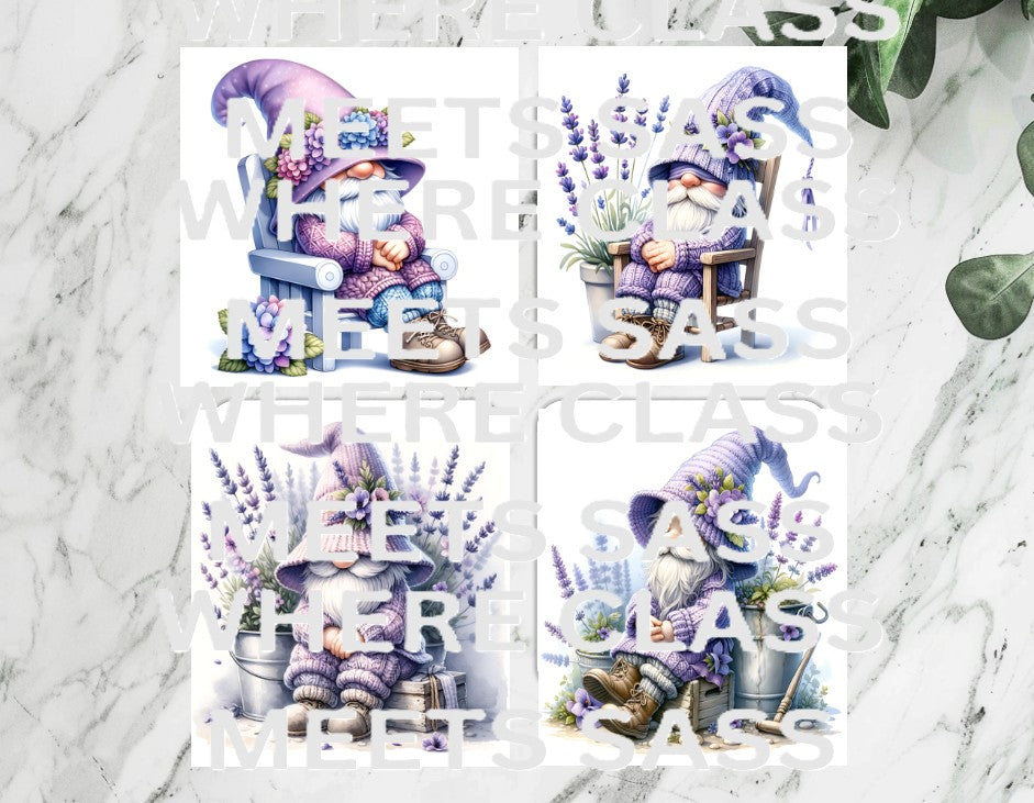 Purple Gnome 4x4 Ceramic Drink Coasters | Set of 4 – Rustic & Decorative