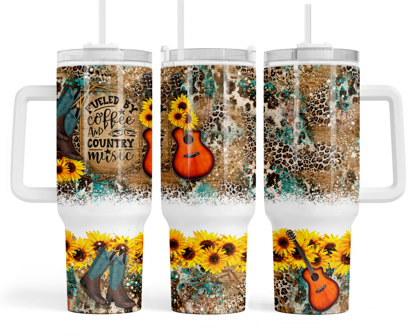 Country Music 40 oz Insulated Tumbler with Handle & Straw