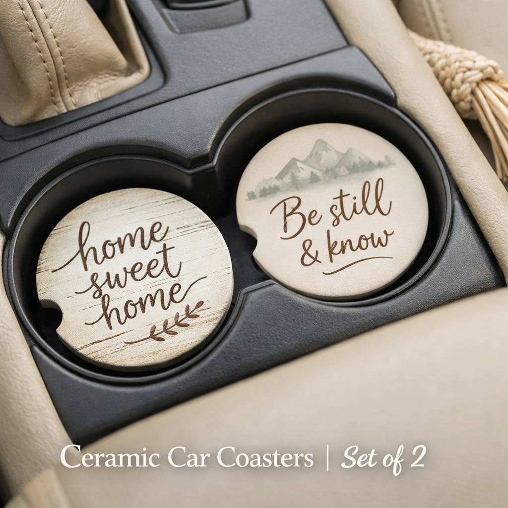 Ceramic Car Coasters – Absorbent Cup Holder Coasters (Set of 2)