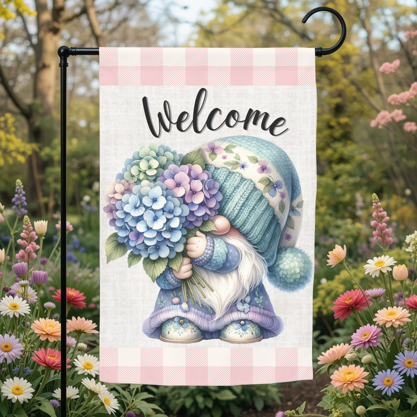 Welcome Gnome12-12x18 Spring Garden Flag – Farmhouse Outdoor Yard Decor