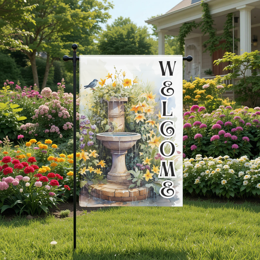 Welcome Waterfall 15-12x18 Spring Garden Flag – Farmhouse Outdoor Yard Decor