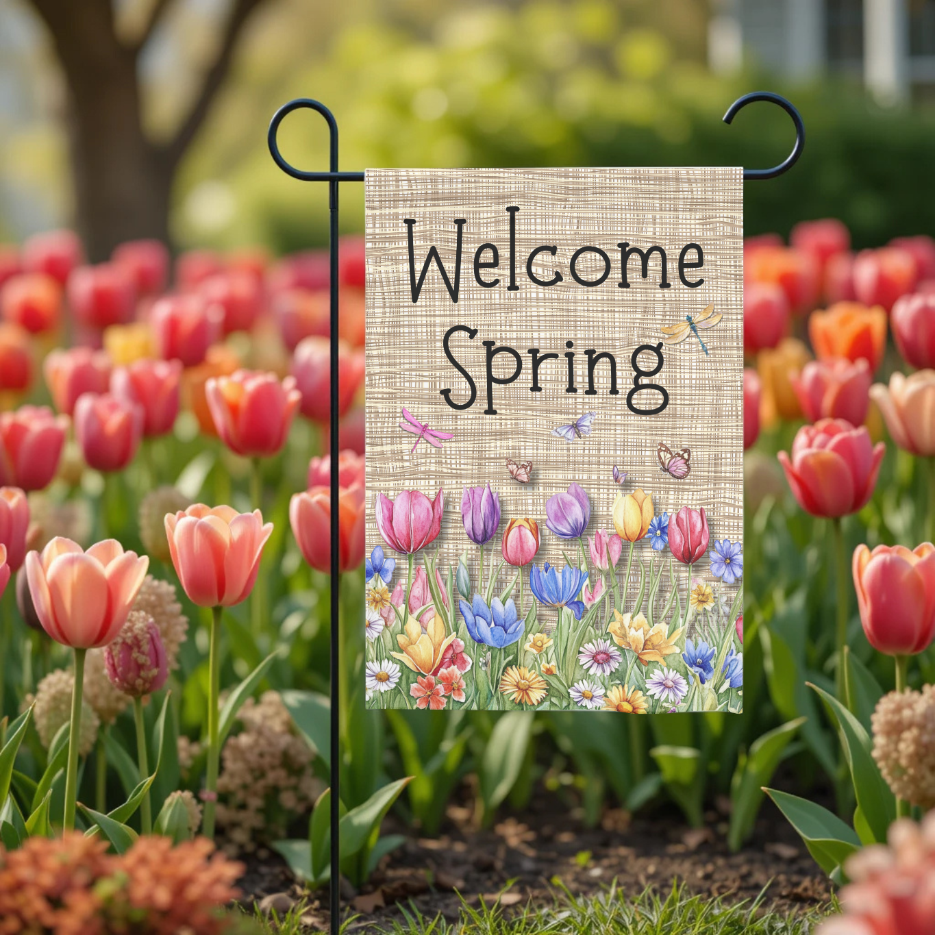 Welcome Spring 16- 12x18 Spring Garden Flag – Farmhouse Outdoor Yard Decor
