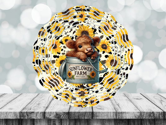 Sunflower Cow 10 Wind Spinner 8inch/10inch
