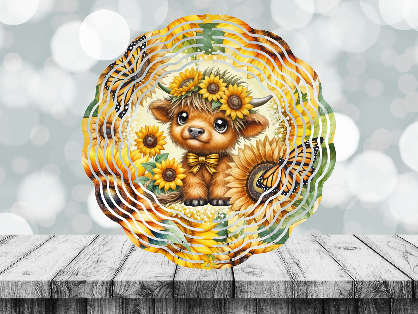 Sunflower cow8 Wind Spinner 8inch/10inch
