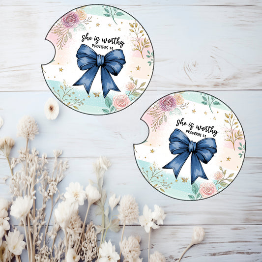 Worthy Ceramic Car Coasters – Absorbent Cup Holder Coasters (Set of 2)