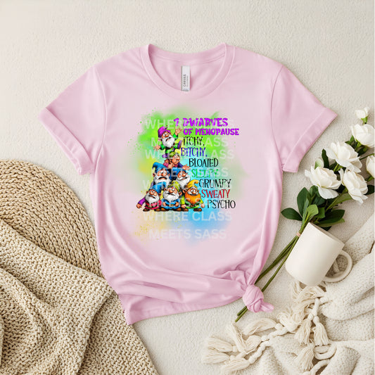 7 Dwarves of Menopause” – Women’s Tee