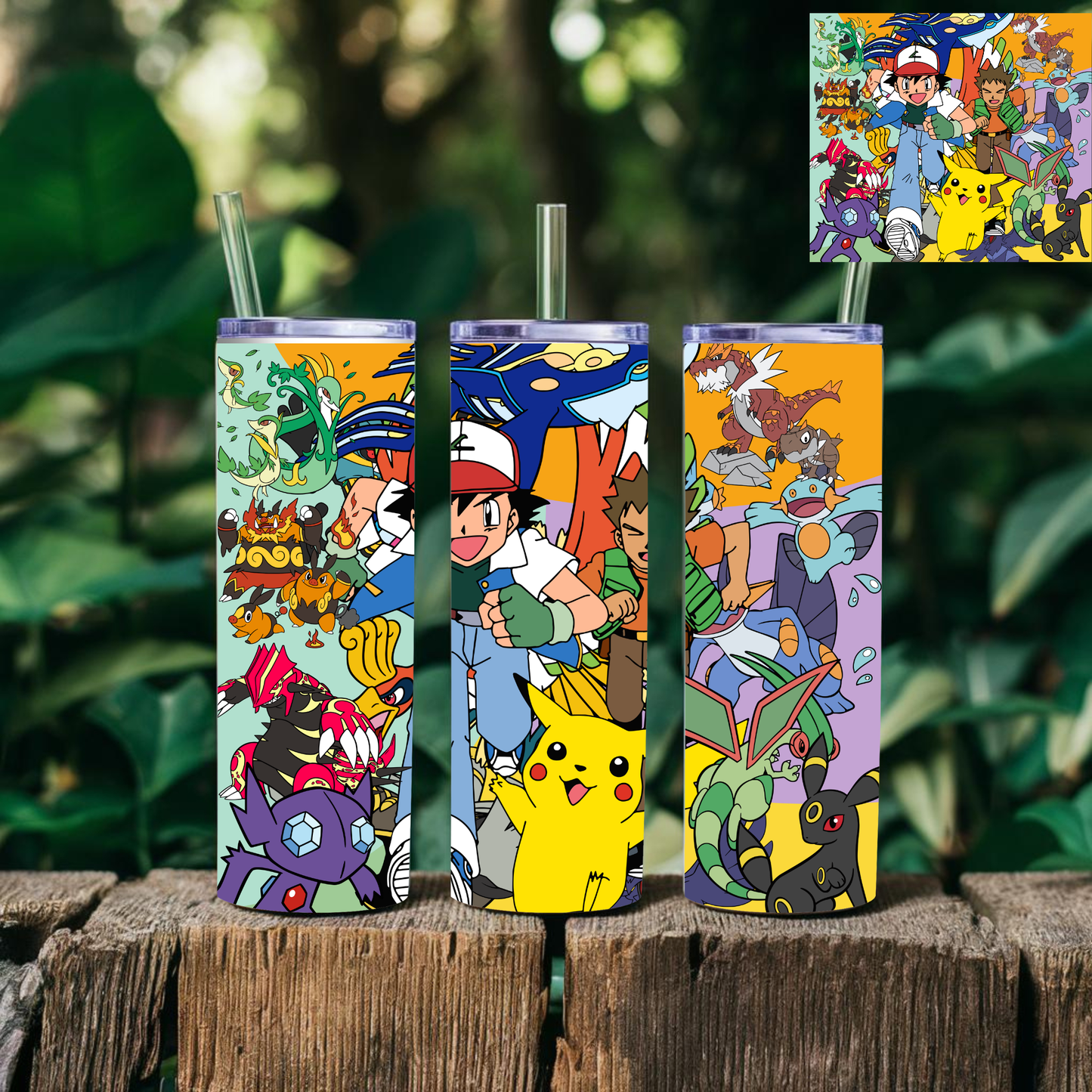 Pokémon Character Tumbler Design 2– 20 oz Stainless Steel Sublimation Tumbler