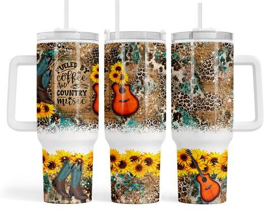 Country Music 40 oz Insulated Tumbler with Handle & Straw
